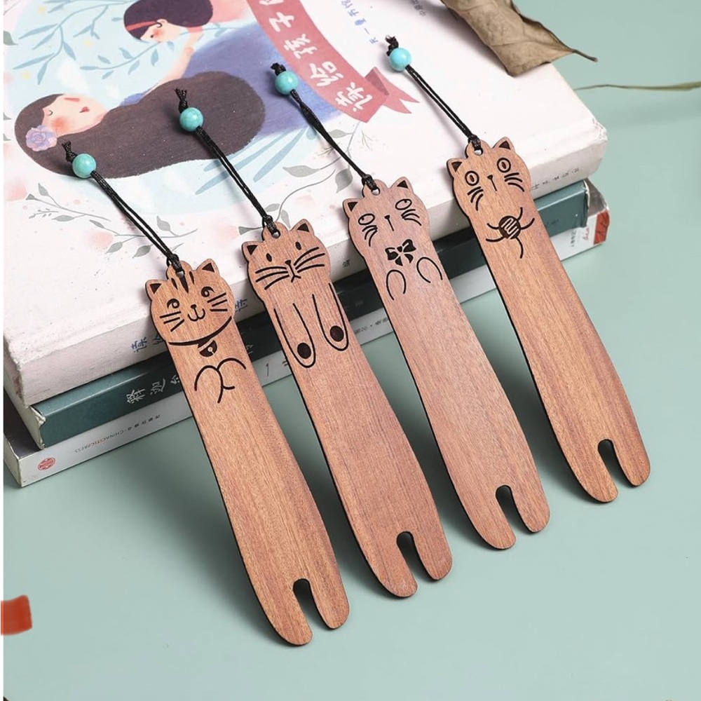 Wooden cat bookmarks